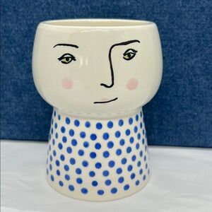 Stoneware Face Planter for Small Plant Preowned